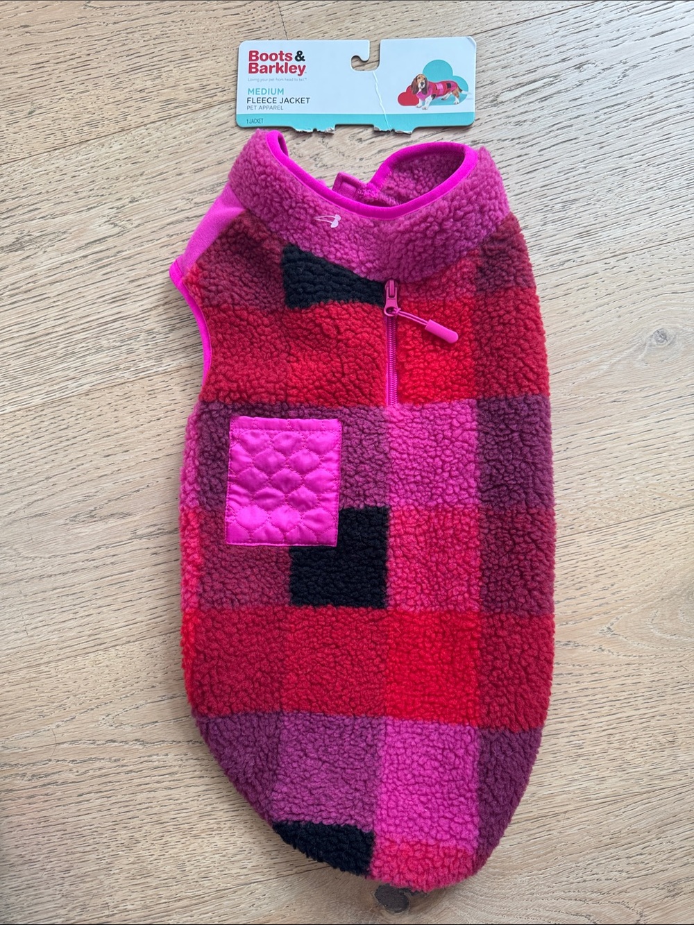 Boots & Barkley Pink and Red Patchwork Kids Fleece Jacket